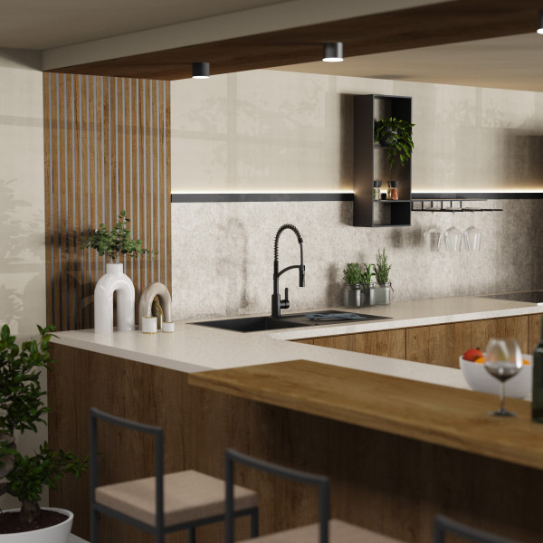 WK 3 in Schwarz, K&uuml;chenarmatur mit innovativem Spiralfeder-Design