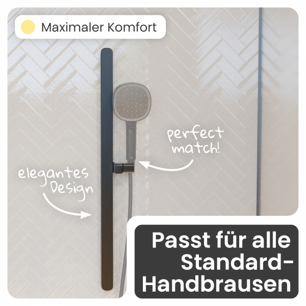 Duschstange Cleo, in Schwarz matt mit verstellbarer Brausehalterung