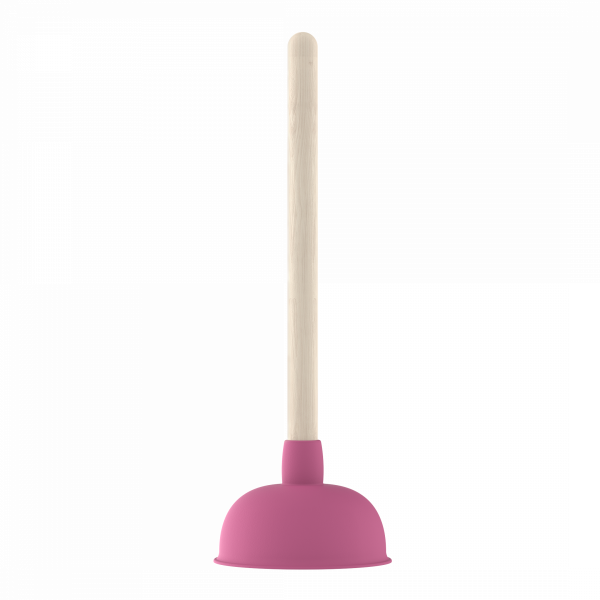 Saugglocke, P&ouml;mpel in Pink mit Holzgriff, &Oslash; 140 mm