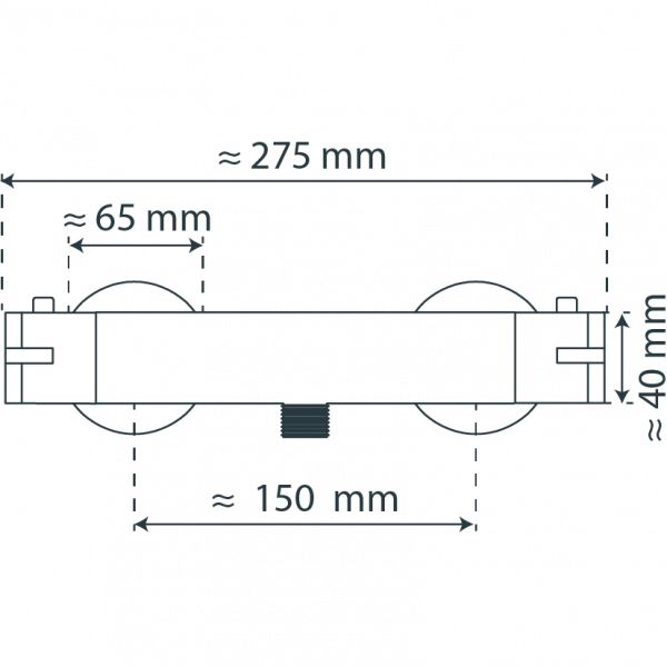 LONDON Thermostat Duscharmatur, Schwarz matt