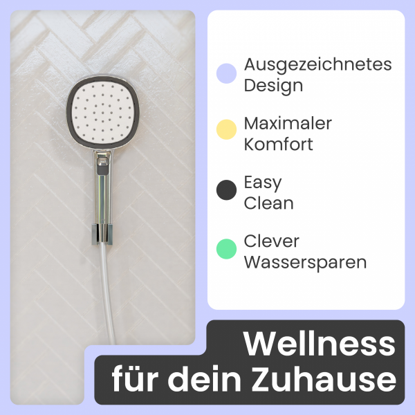 Duschbrause Set Cleo, in Chrom/Wei&szlig; mit Schlauch