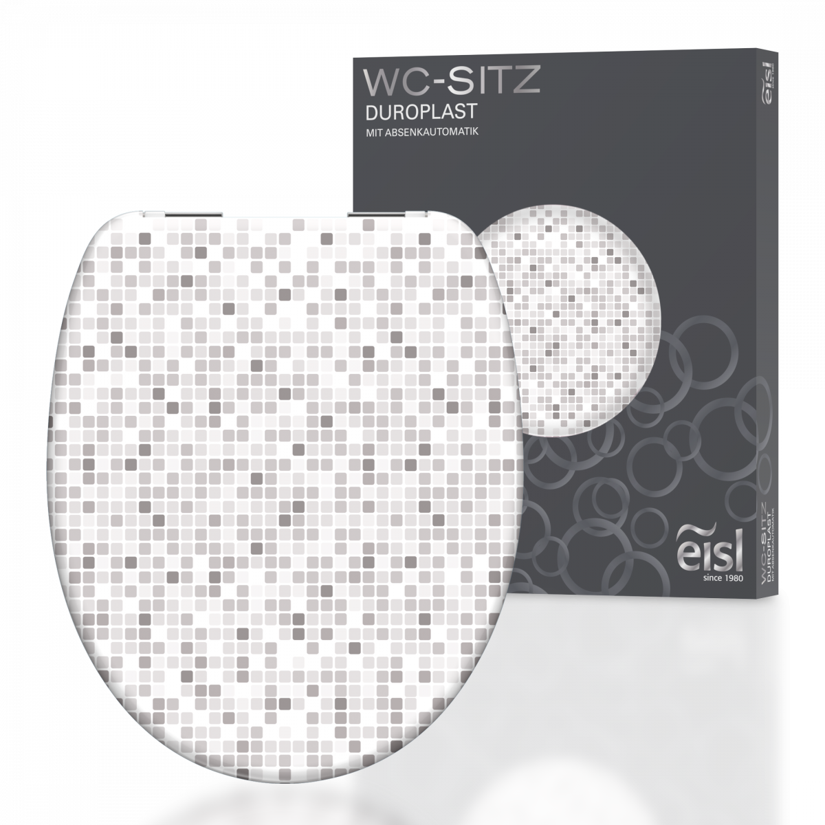 Duroplast WC-Sitz MOSAIK GRAU, mit Absenkautomatik