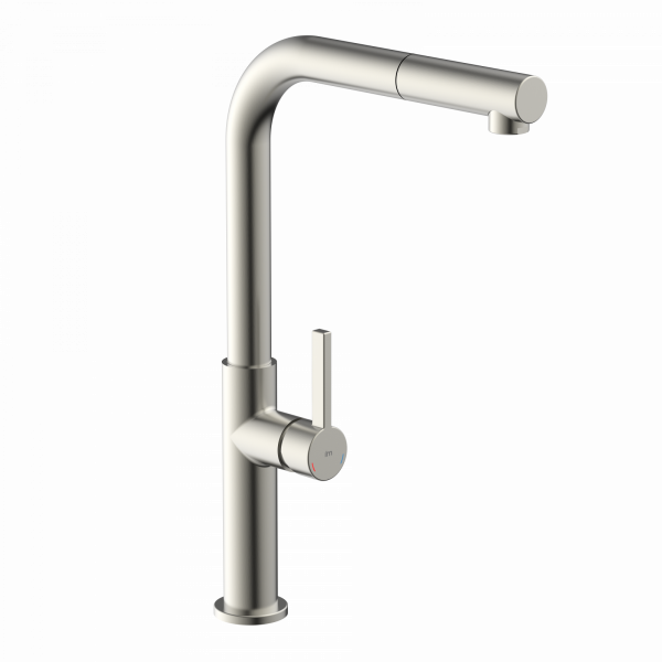 K&uuml;chenarmatur Cassia, in Edelstahloptik mit herausziehbarer Geschirrbrause, Hochdruck