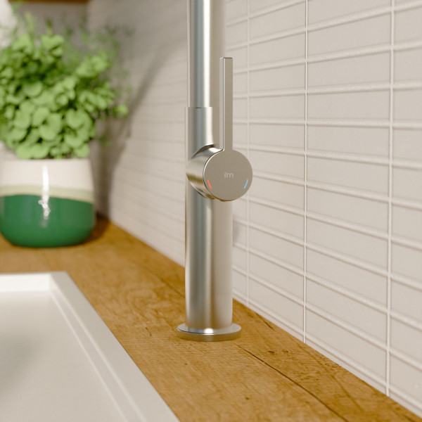 K&uuml;chenarmatur Cassia, in Edelstahloptik mit herausziehbarer Geschirrbrause, Hochdruck