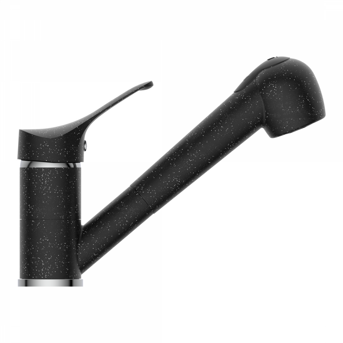 Spültischarmatur GRANIT, herausziehbarer Geschirrbrause, schwenkbar, Granit/Schwarz, Niederdruck