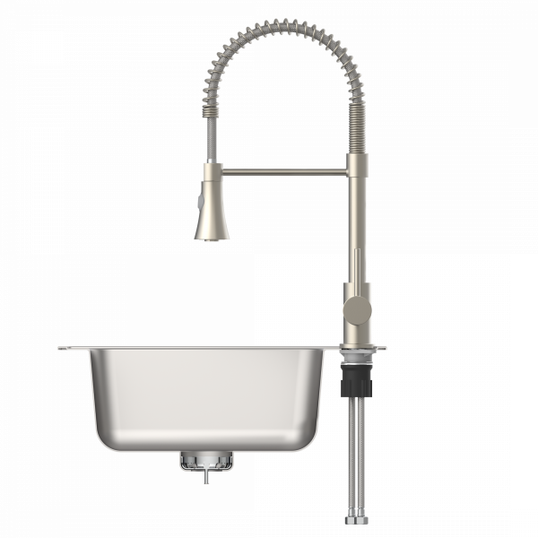 Spiralfeder Sp&uuml;ltischarmatur LEON, mit herausziehbarer Geschirrbrause, Nickel