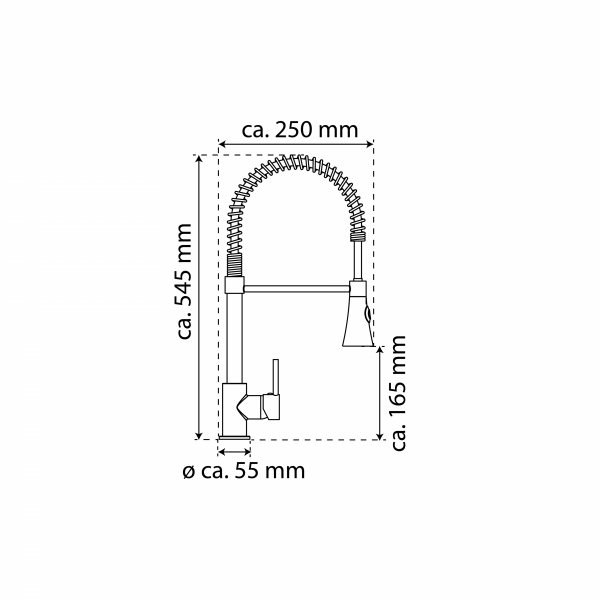 Spiralfeder Sp&uuml;ltischarmatur LEON, mit herausziehbarer Geschirrbrause, Nickel