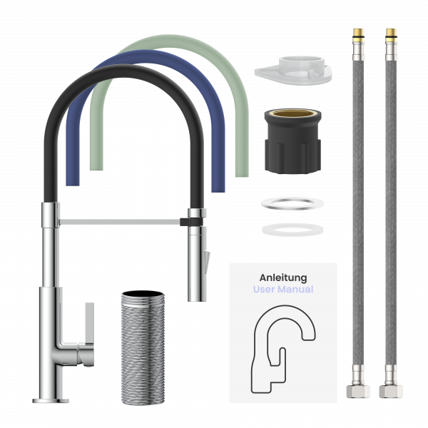 K&uuml;chenarmatur Nova, in Chrom mit herausnehmbarer Geschirrbrause, Hochdruck