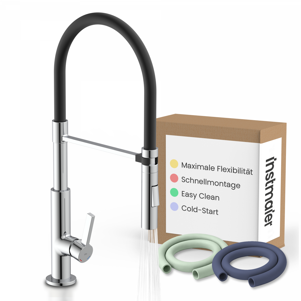 Küchenarmatur Nova, in Chrom mit herausnehmbarer Geschirrbrause, Hochdruck