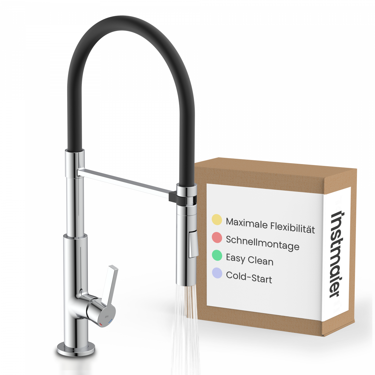 Küchenarmatur Nova, in Chrom mit herausnehmbarer Geschirrbrause, Hochdruck