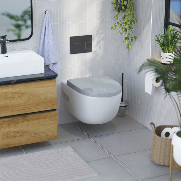 WC-Sitz Alma Made in Germany, in Grau mit Absenkautomatik, D-Form