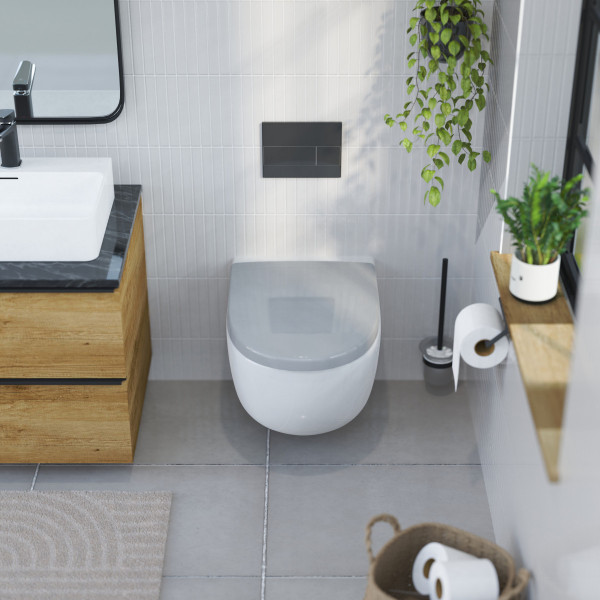 WC-Sitz Alma Made in Germany, in Grau mit Absenkautomatik, D-Form