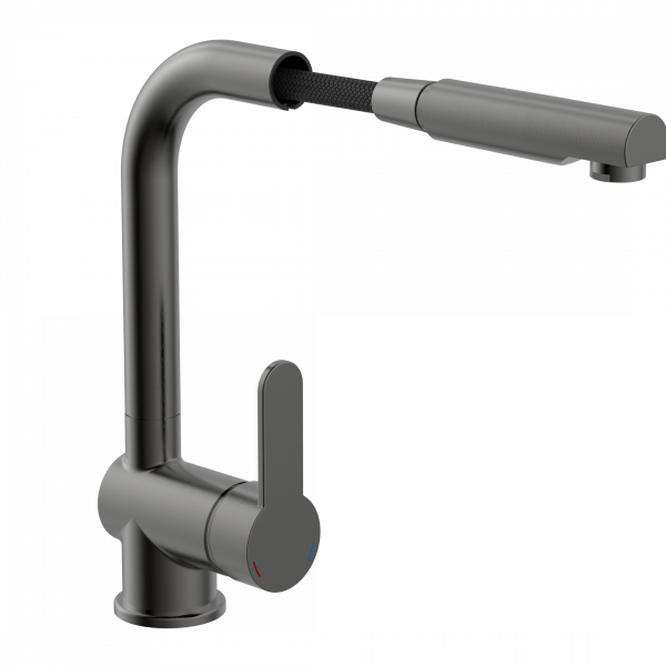 LONDON Sp&uuml;ltischarmatur, Graphit matt, mit herausziehbarem Auslauf