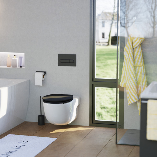 WC-Sitz Gaia aus MDF, in Schwarz mit Absenkautomatik, FSC-zertifiziert
