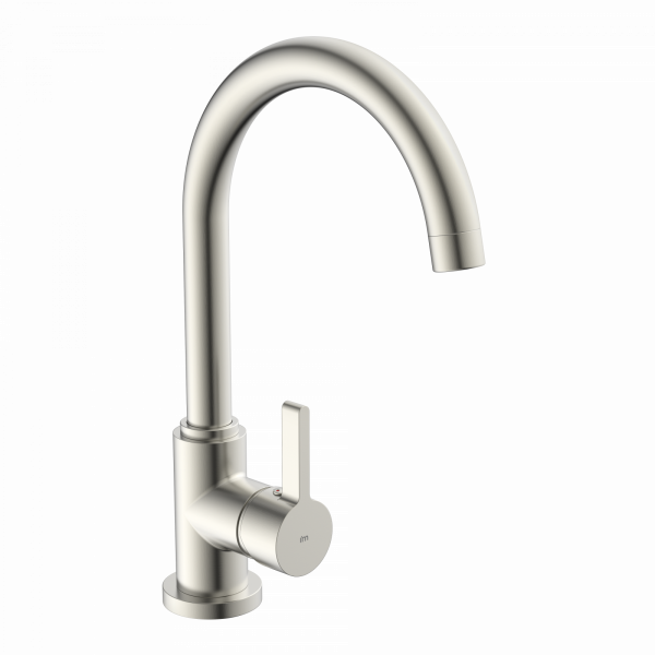K&uuml;chenarmatur Leona, in Edelstahloptik mit Rundbogenauslauf, Hochdruck