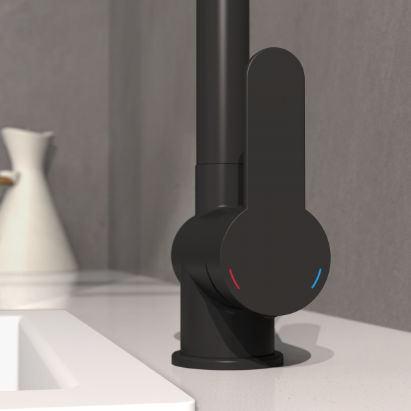 LONDON Sp&uuml;ltischarmatur, Schwarz matt, mit herausziehbarem Auslauf