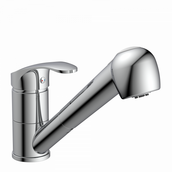 Küchenarmatur Elena, in Chrom mit ausziehbarer Geschirrbrause, Niederdruck