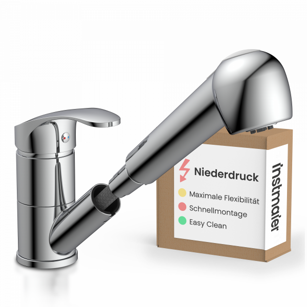 K&uuml;chenarmatur Elena, in Chrom mit ausziehbarer Geschirrbrause, Niederdruck