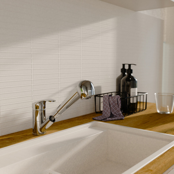 K&uuml;chenarmatur Elena, in Chrom mit ausziehbarer Geschirrbrause, Niederdruck