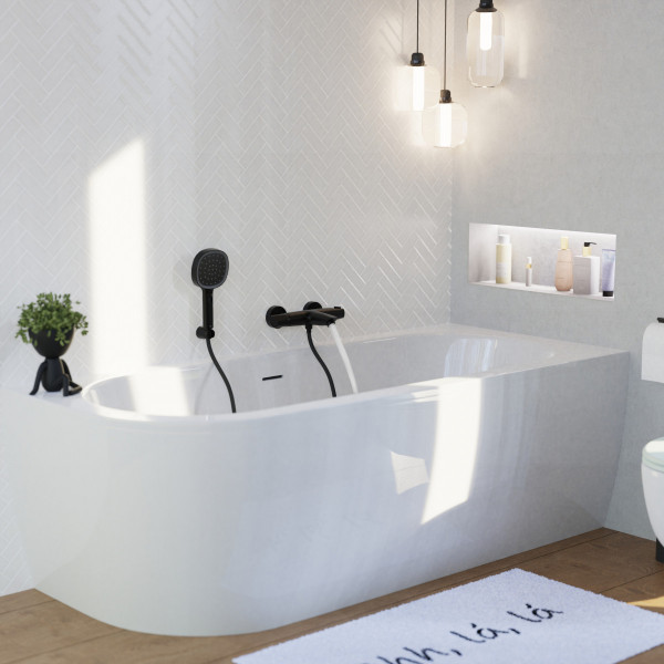 Badewannenarmatur Beatrice, in Schwarz matt mit Thermostat