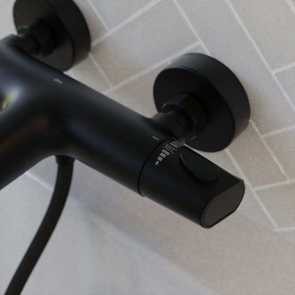 Badewannenarmatur Beatrice, in Schwarz matt mit Thermostat