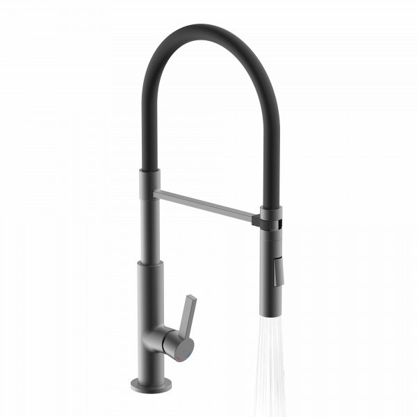 K&uuml;chenarmatur Nova, in Graphit matt mit herausnehmbarer Geschirrbrause, Hochdruck