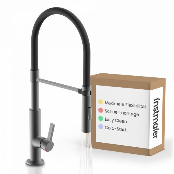 K&uuml;chenarmatur Nova, in Graphit matt mit herausnehmbarer Geschirrbrause, Hochdruck