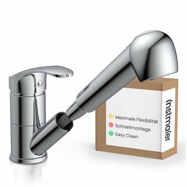 K&uuml;chenarmatur Elena, in Chrom mit ausziehbarer Geschirrbrause, Hochdruck