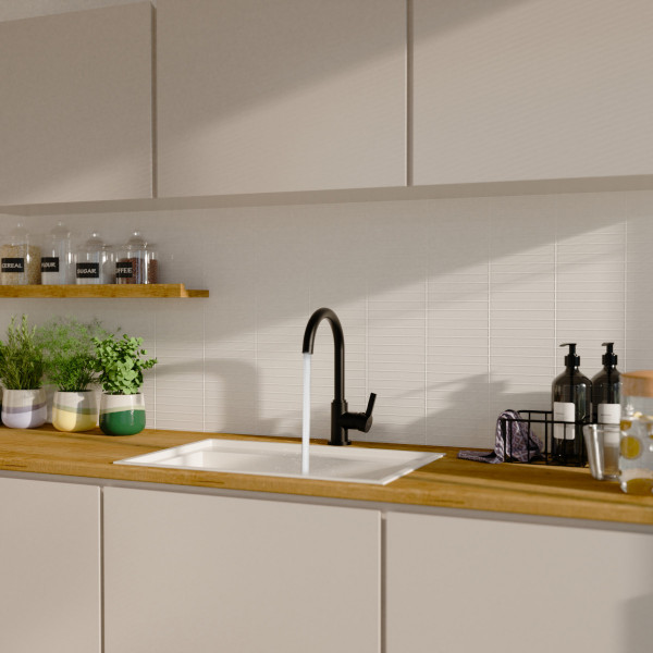 K&uuml;chenarmatur Leona, in Schwarz matt mit Rundbogenauslauf, Hochdruck