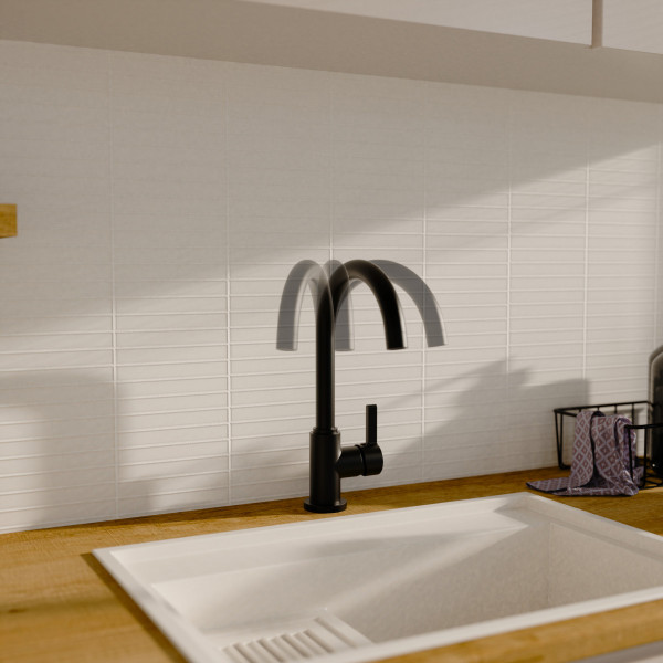 K&uuml;chenarmatur Leona, in Schwarz matt mit Rundbogenauslauf, Hochdruck