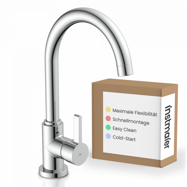 K&uuml;chenarmatur Leona, in Chrom mit Rundbogenauslauf, Hochdruck