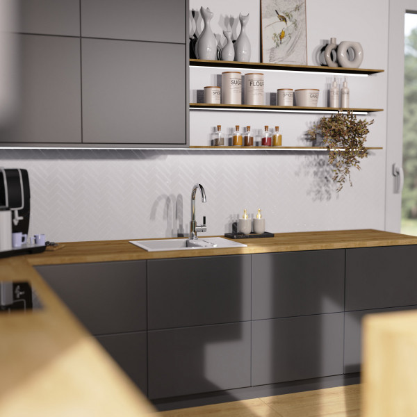 K&uuml;chenarmatur Leona, in Chrom mit Rundbogenauslauf, Hochdruck