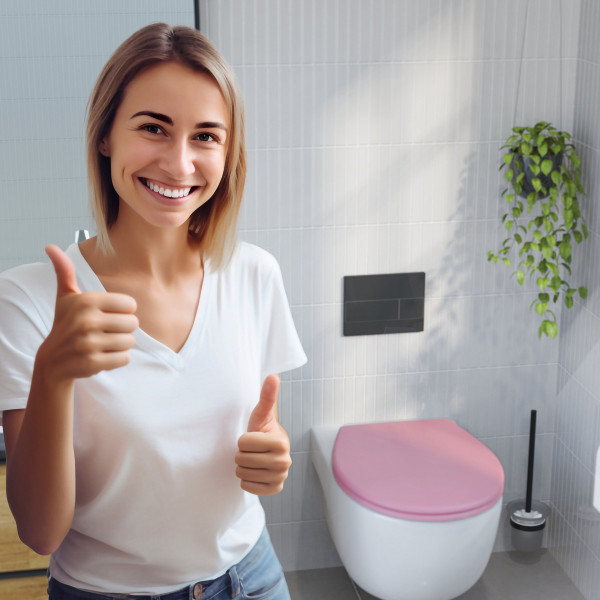 WC-Sitz Helma, in Koralle mit Absenkautomatik und Schnellverschluss, O-Form