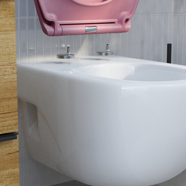 WC-Sitz Helma, in Koralle mit Absenkautomatik und Schnellverschluss, O-Form