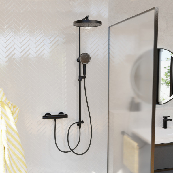 Duscharmatur Beatrice, in Schwarz matt mit Thermostat