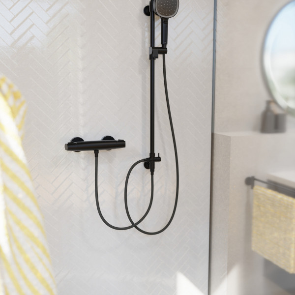 Duscharmatur Beatrice, in Schwarz matt mit Thermostat