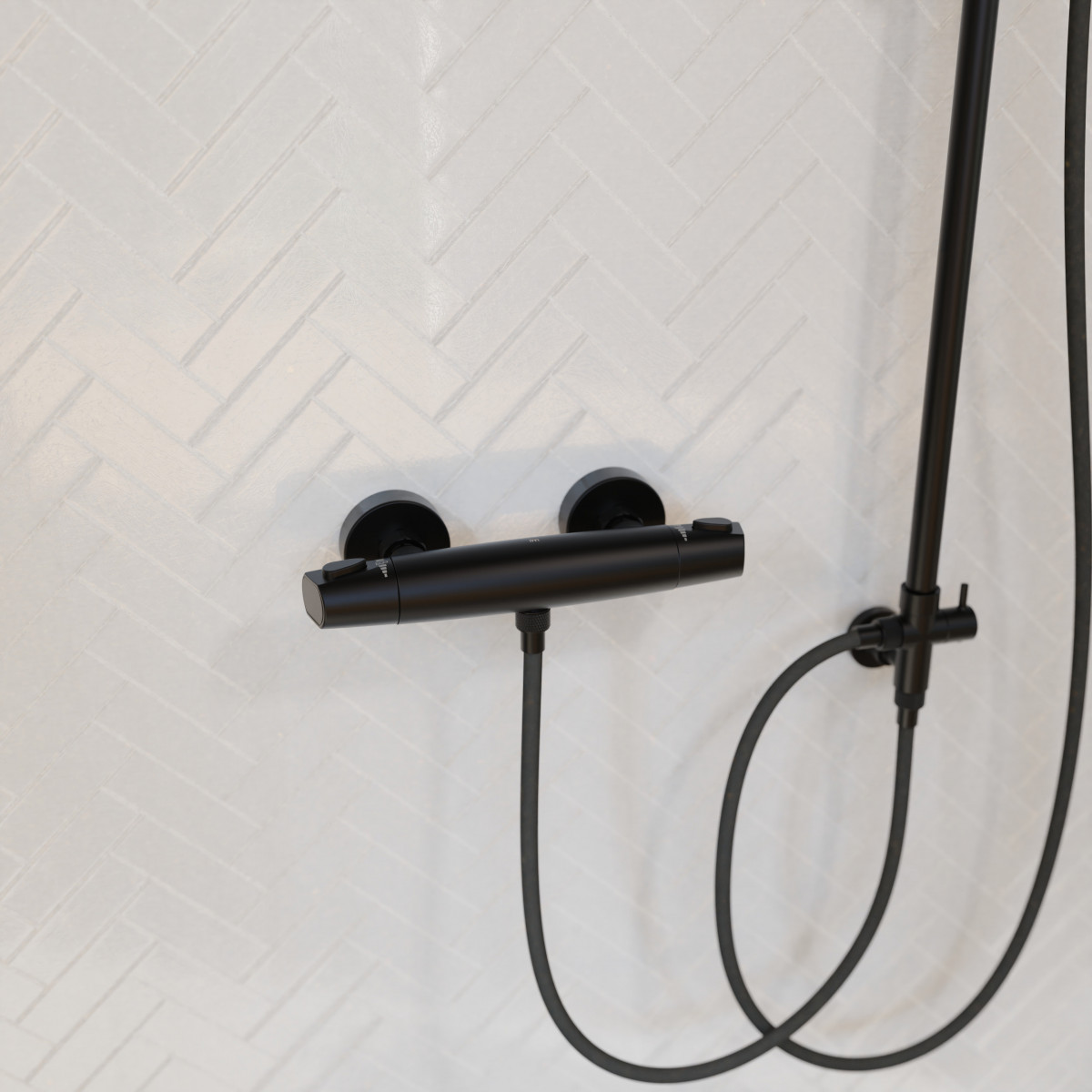 Duscharmatur Beatrice, in Schwarz matt mit Thermostat