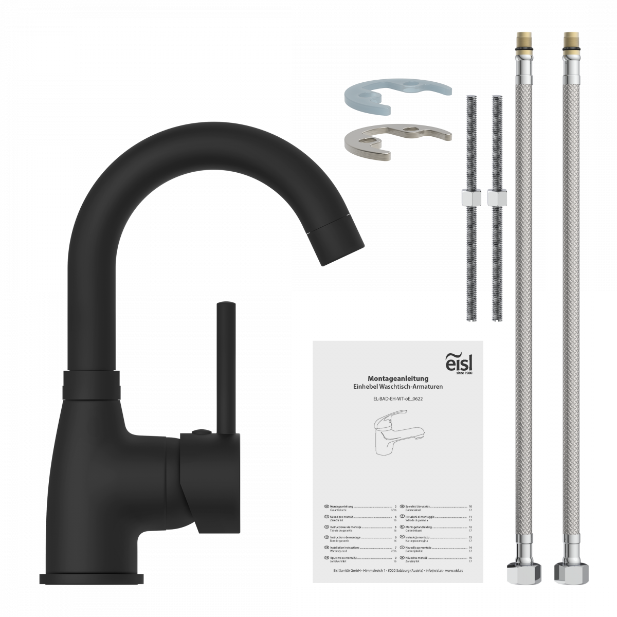 Waschtischarmatur FUTURA, Schwarz matt