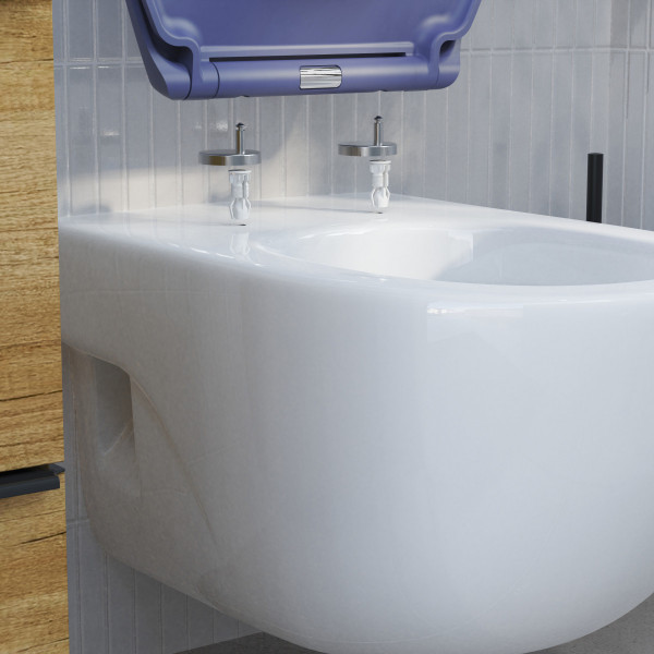 WC-Sitz Helma, in Indigo mit Absenkautomatik und Schnellverschluss, O-Form