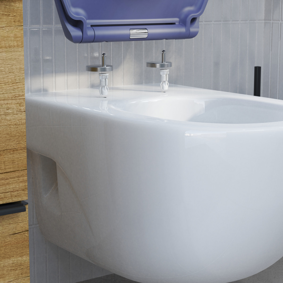 WC-Sitz Helma, in Indigo mit Absenkautomatik und Schnellverschluss, O-Form