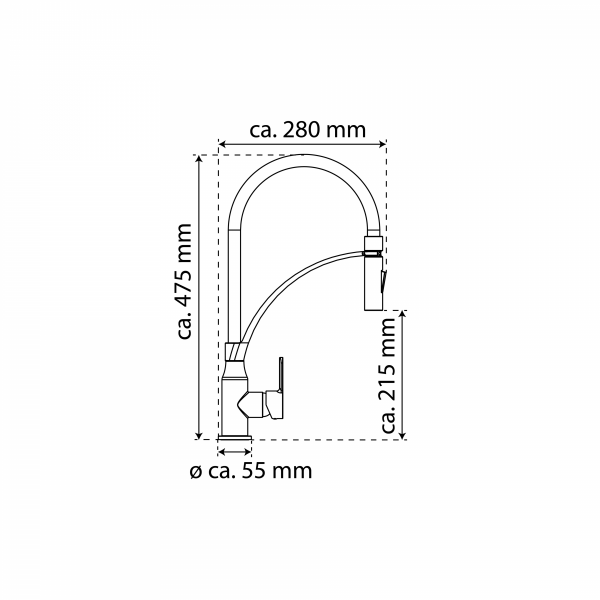 Sp&uuml;ltischarmatur CARNEO, Chrom/Schwarz oder Chrom/Hellgrau