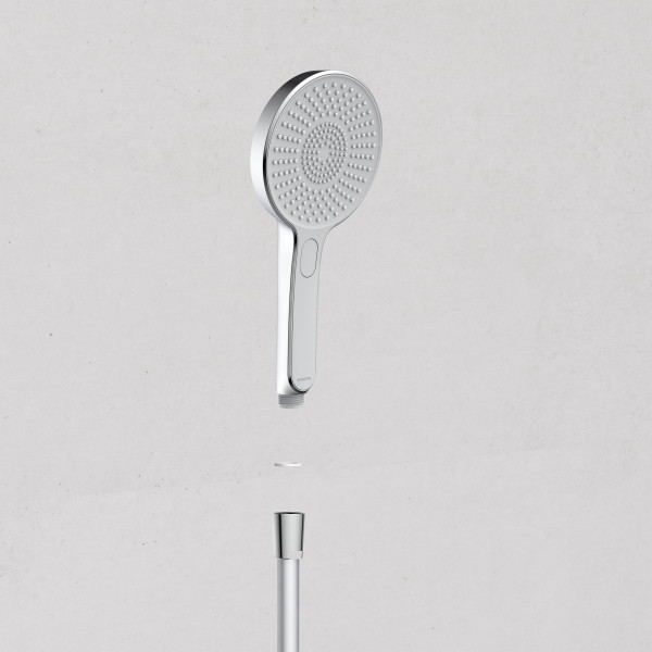 KARIBIK Stangenbrause-Set, Chrom/Hellgrau