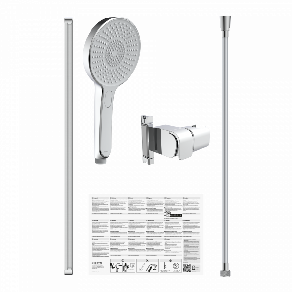 KARIBIK Stangenbrause-Set, Chrom/Hellgrau