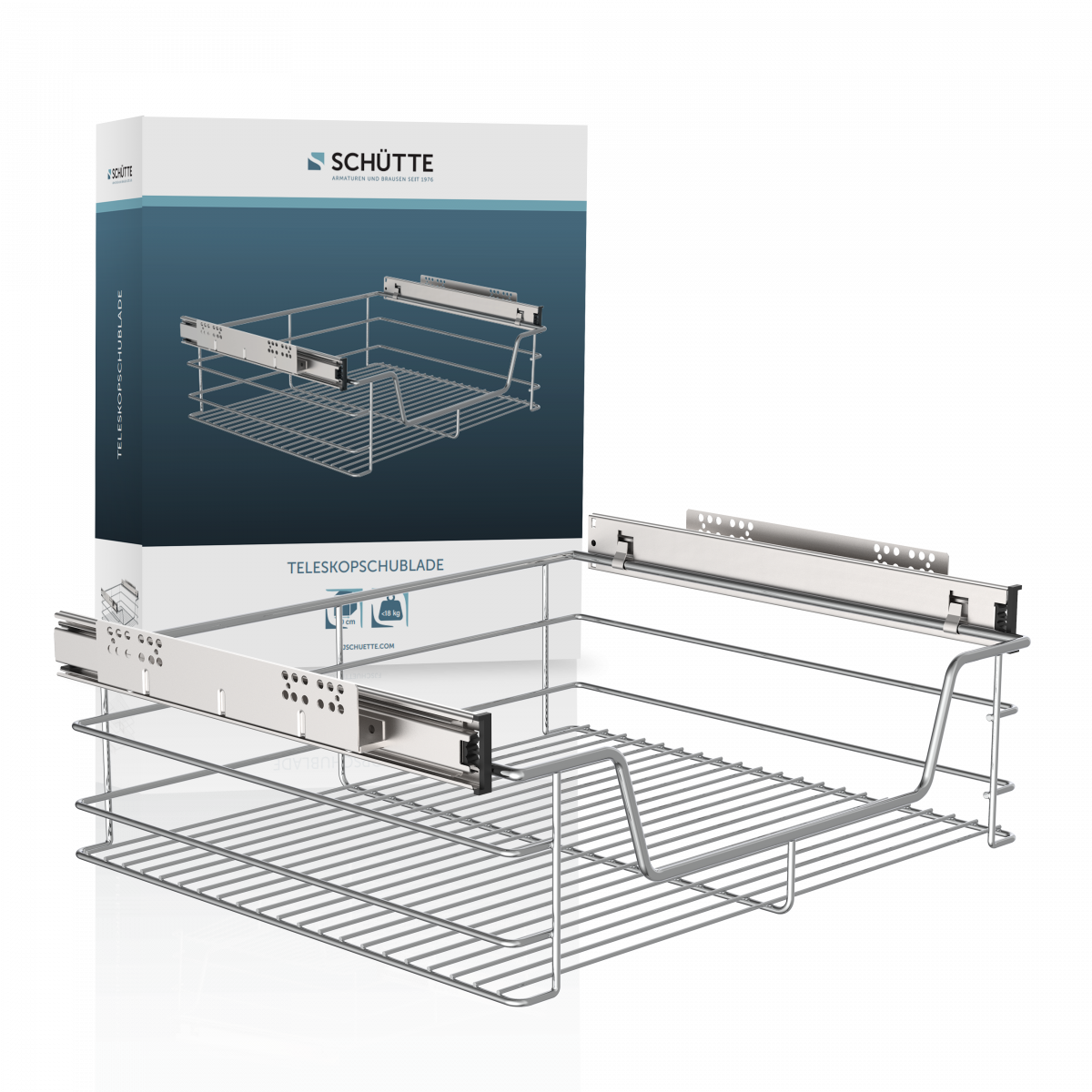 Teleskopschublade, Chrom, für 60 cm Schrank