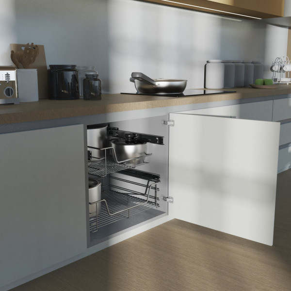 Teleskopschublade, Chrom, für 60 cm Schrank