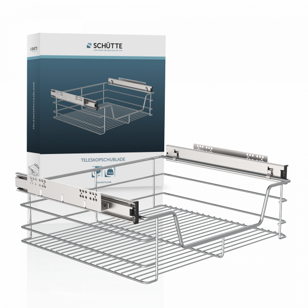 Teleskopschublade, Chrom, f&uuml;r 50 cm Schrank