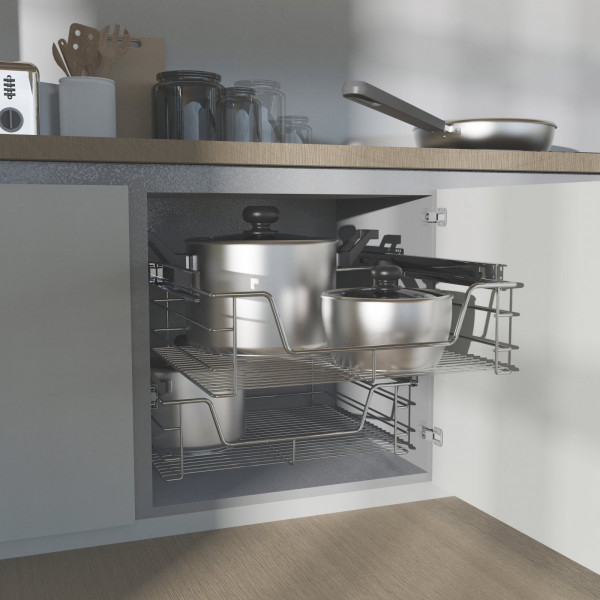 Teleskopschublade, Chrom, f&uuml;r 50 cm Schrank