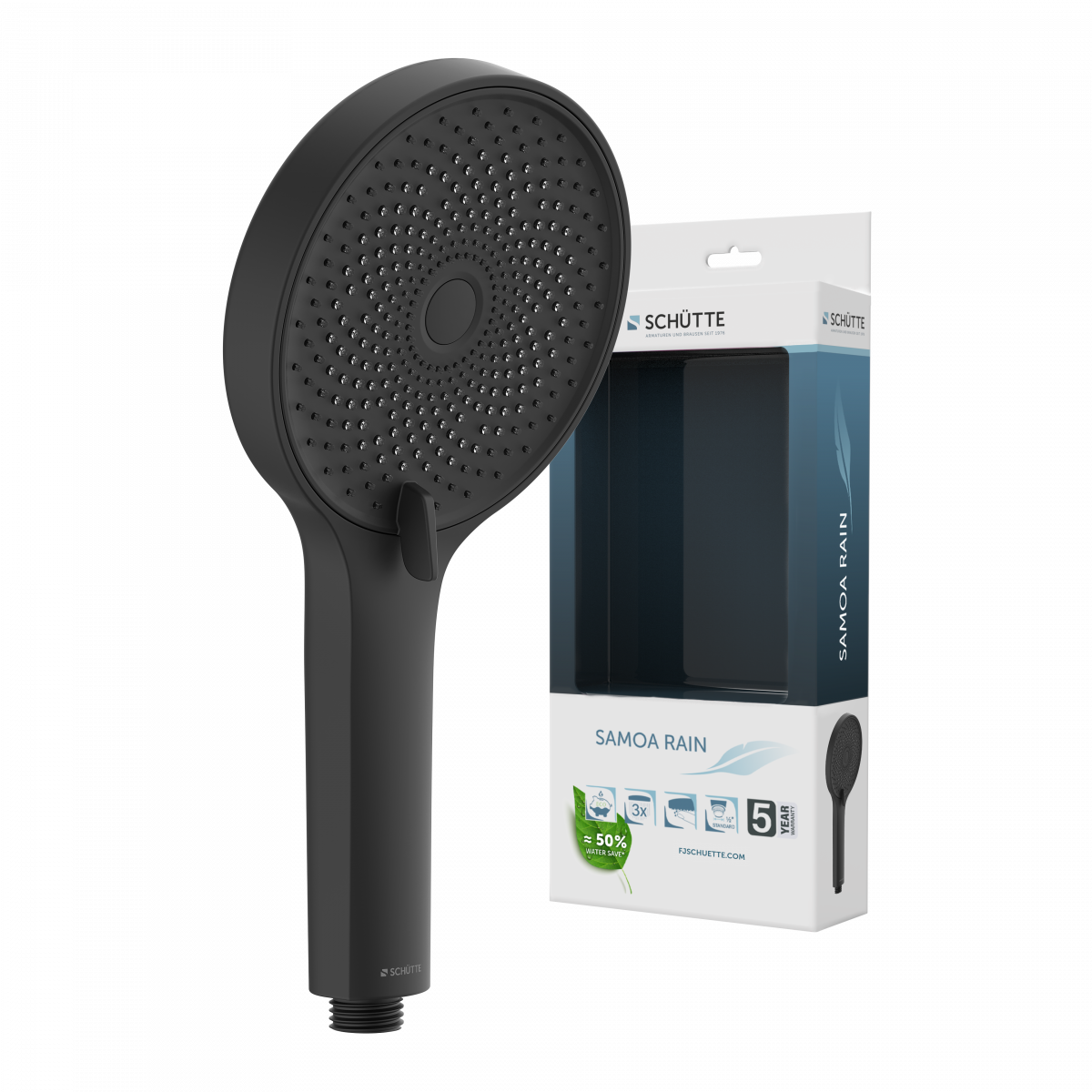 SAMOA RAIN Duschkopf, wassersparend, Schwarz matt