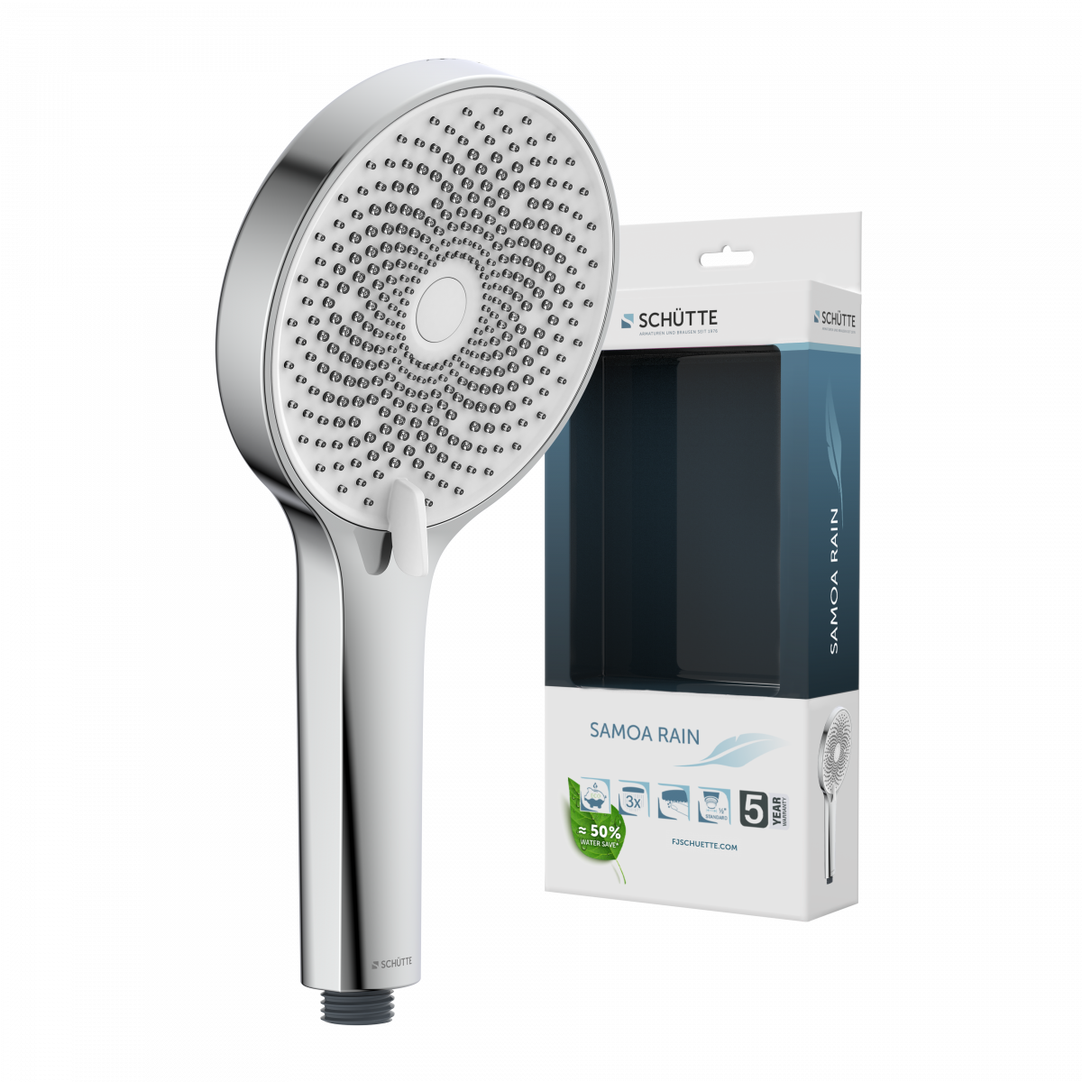SAMOA RAIN Duschkopf, wassersparend, Chrom/weiß