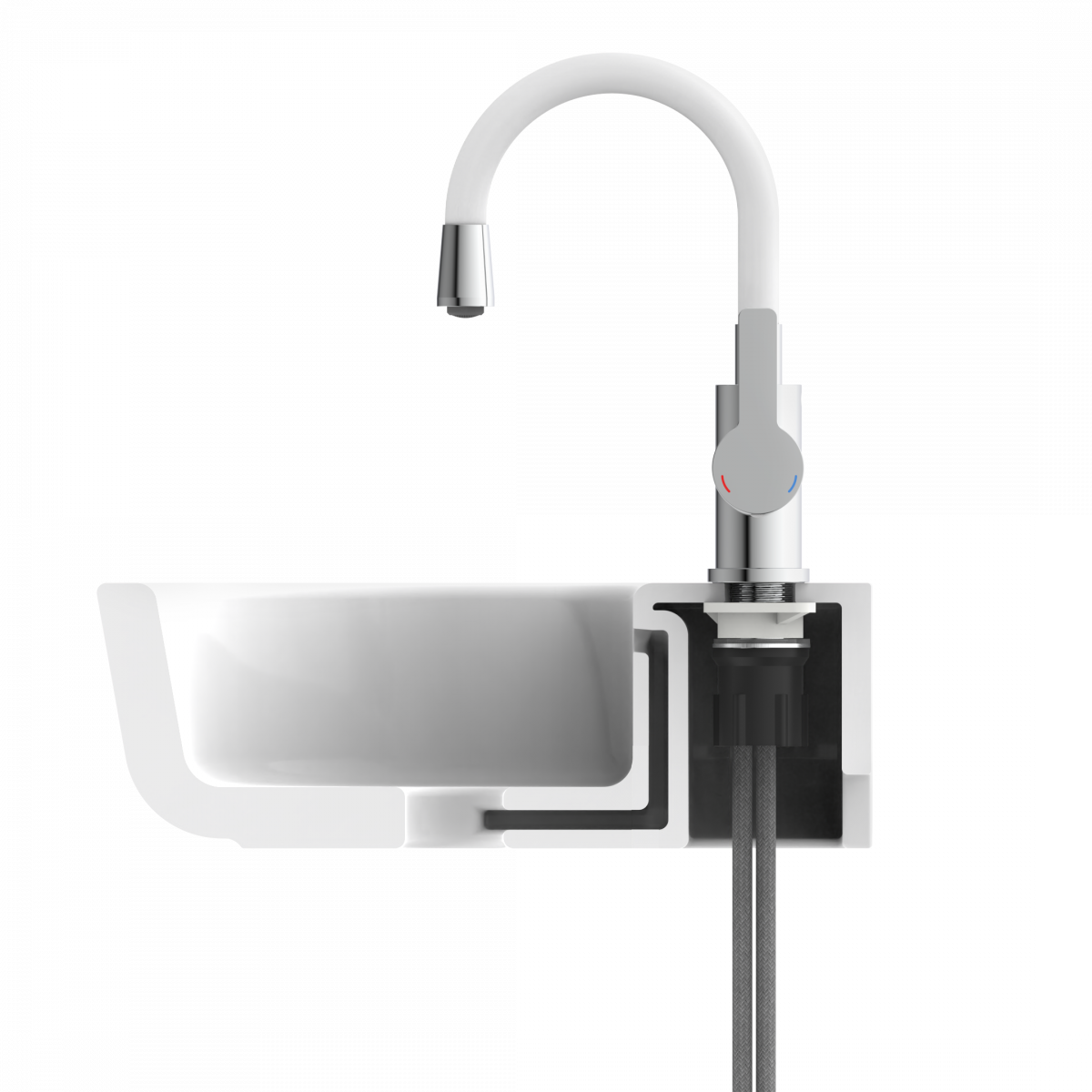 Waschtischarmatur FLEXO, Chrom/Weiß